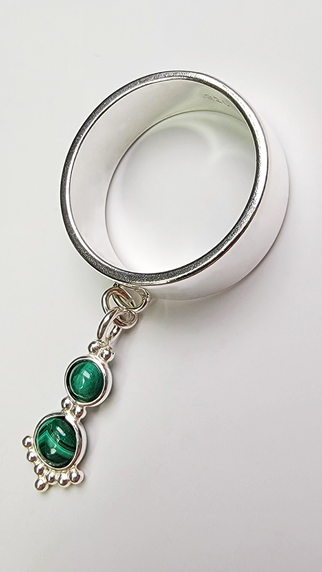 Sterling Silver Malachite Gemstone Charm Handmade Ring