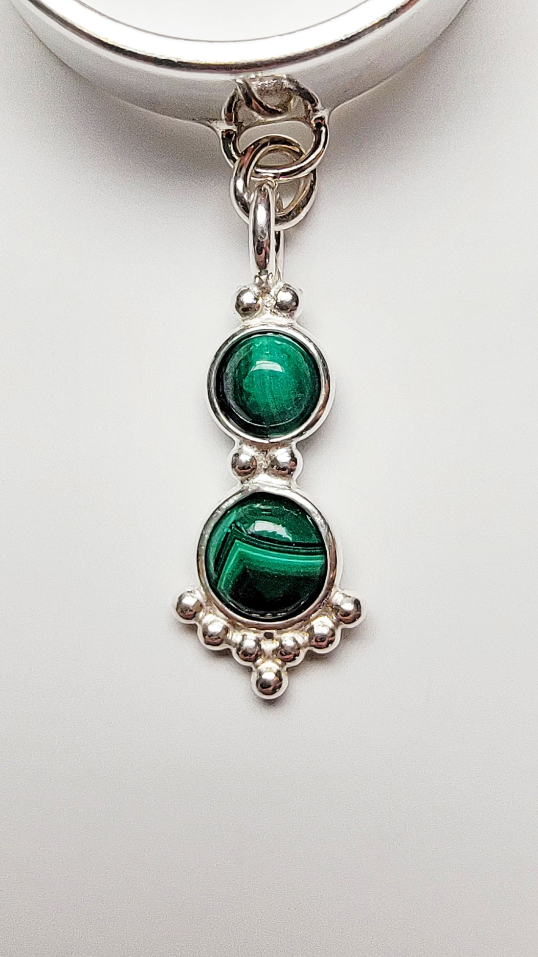 Sterling Silver Malachite Gemstone Charm Handmade Ring