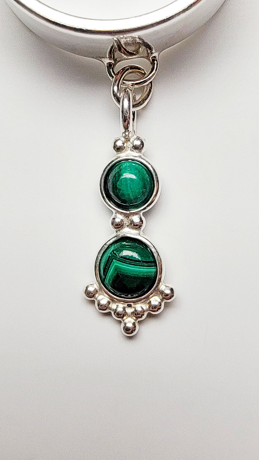 Sterling Silver Malachite Gemstone Charm Handmade Ring