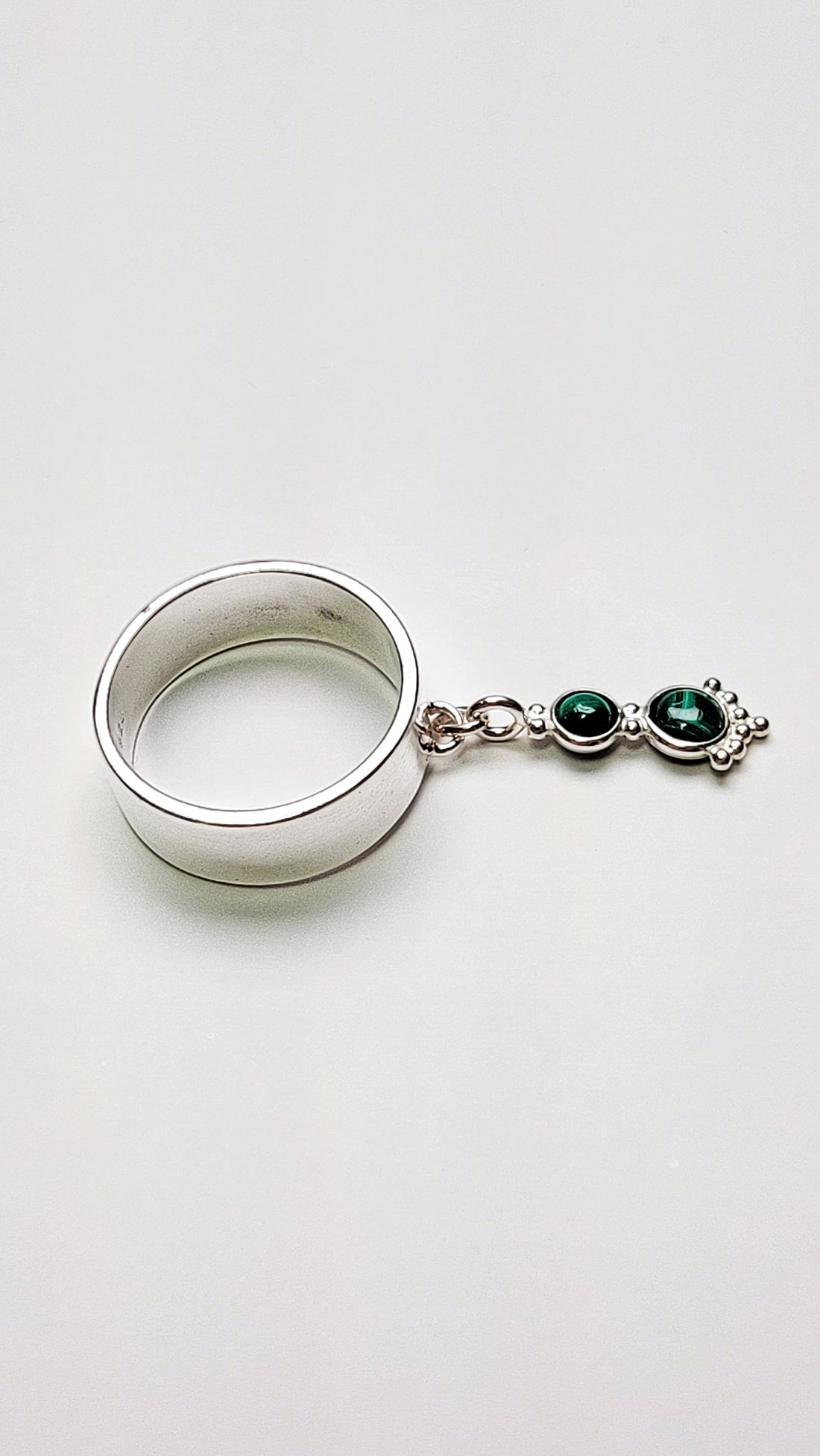 Sterling Silver Malachite Gemstone Charm Handmade Ring