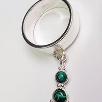 Sterling Silver Malachite Gemstone Charm Handmade Ring