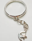 Sterling Silver Crescent Moon & Star Charm Handmade Ring