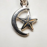 Sterling Silver Crescent Moon & Star Charm Handmade Ring