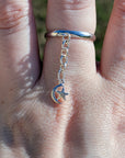 Sterling Silver Crescent Moon & Star Charm Handmade Ring