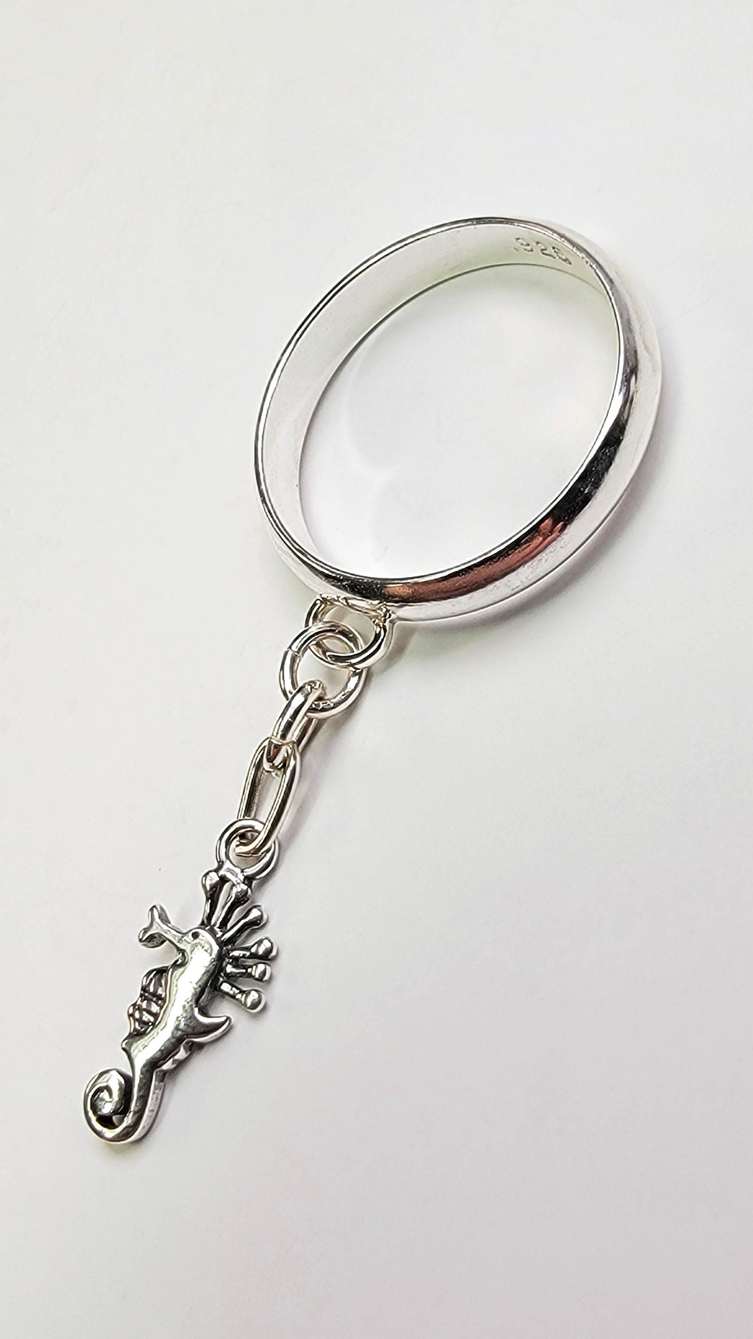 Sterling Silver Seahorse Charm Handmade Ring