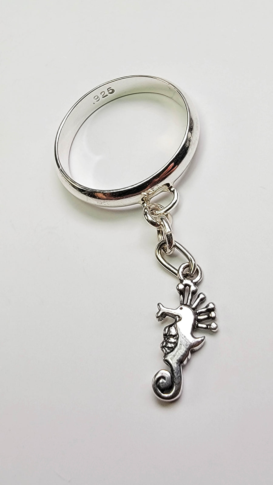 Sterling Silver Seahorse Charm Handmade Ring