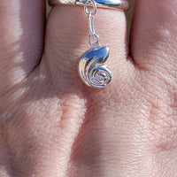 Sterling Silver Seashell Charm Handmade Ring