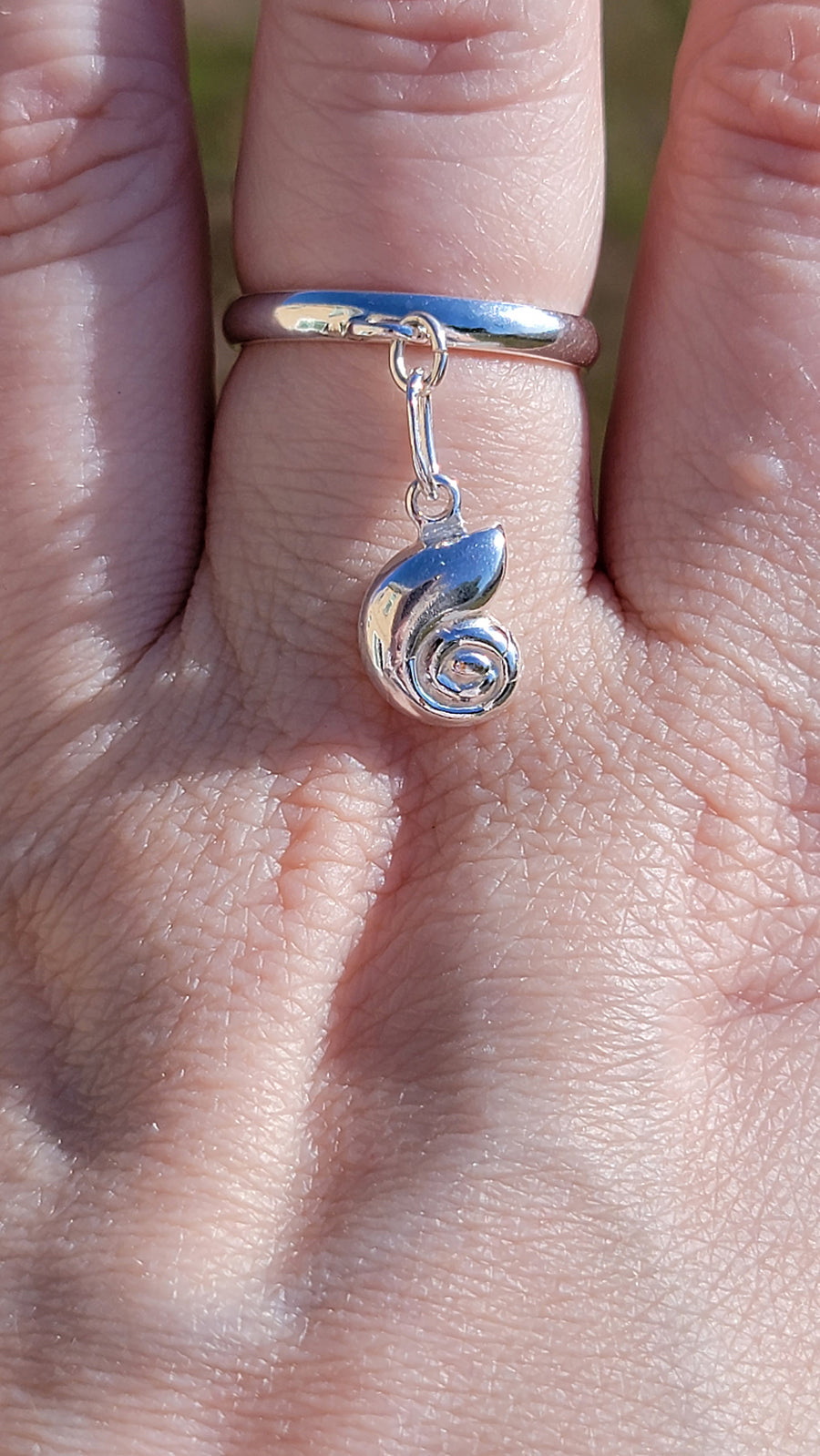 Sterling Silver Seashell Charm Handmade Ring