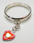 Sterling Silver Red Heart Charm Handmade Ring
