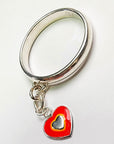 Sterling Silver Red Heart Charm Handmade Ring