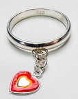 Sterling Silver Red Heart Charm Handmade Ring