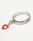 Sterling Silver Red Heart Charm Handmade Ring
