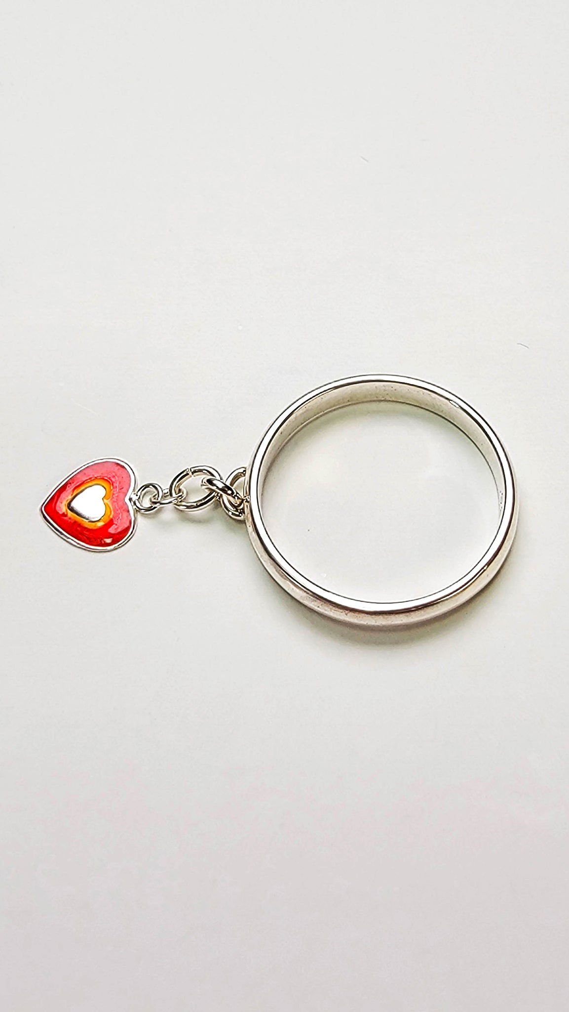 Sterling Silver Red Heart Charm Handmade Ring