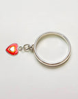 Sterling Silver Red Heart Charm Handmade Ring