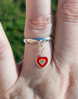 Sterling Silver Red Heart Charm Handmade Ring