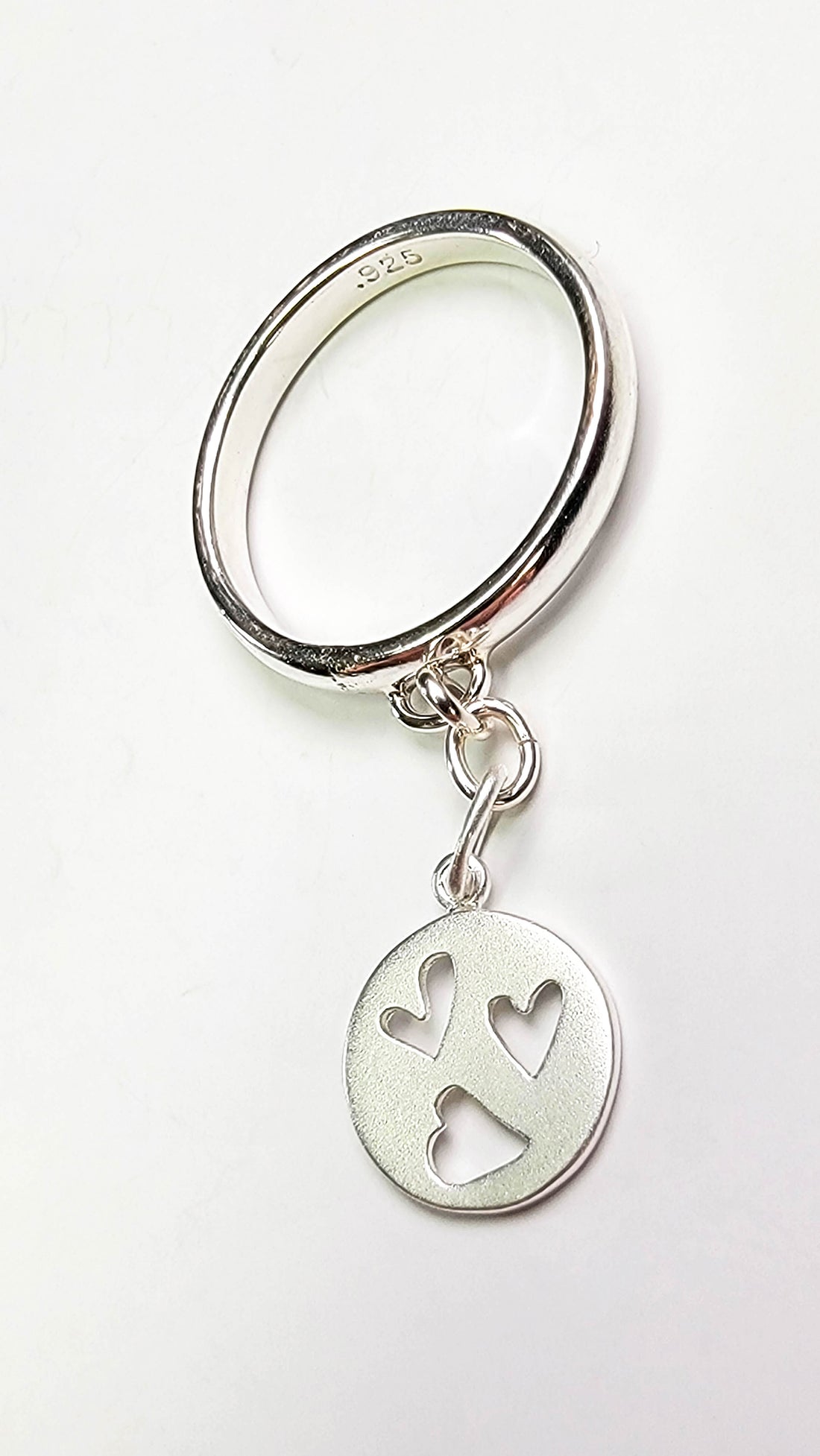 Sterling Silver Heart Charm Handmade Ring