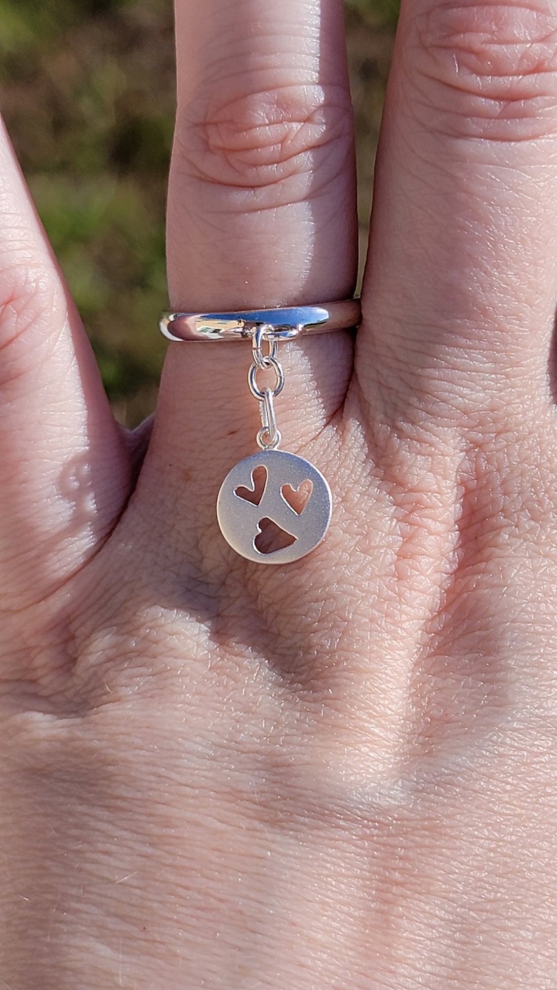 Sterling Silver Heart Charm Handmade Ring
