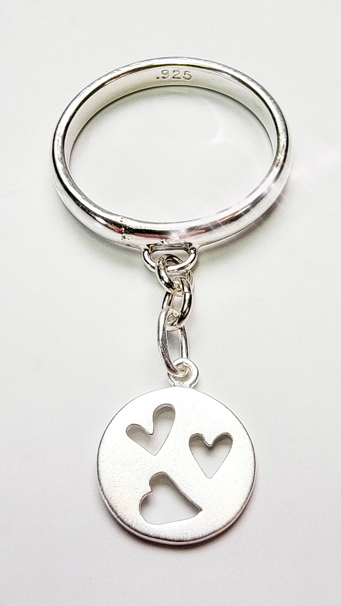 Sterling Silver Heart Charm Handmade Ring