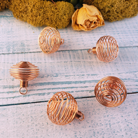 Copper-Colored Metal Spiral Cage Ornament Pendant - Perfect for Holding Gemstones or Orbs! - All Angles