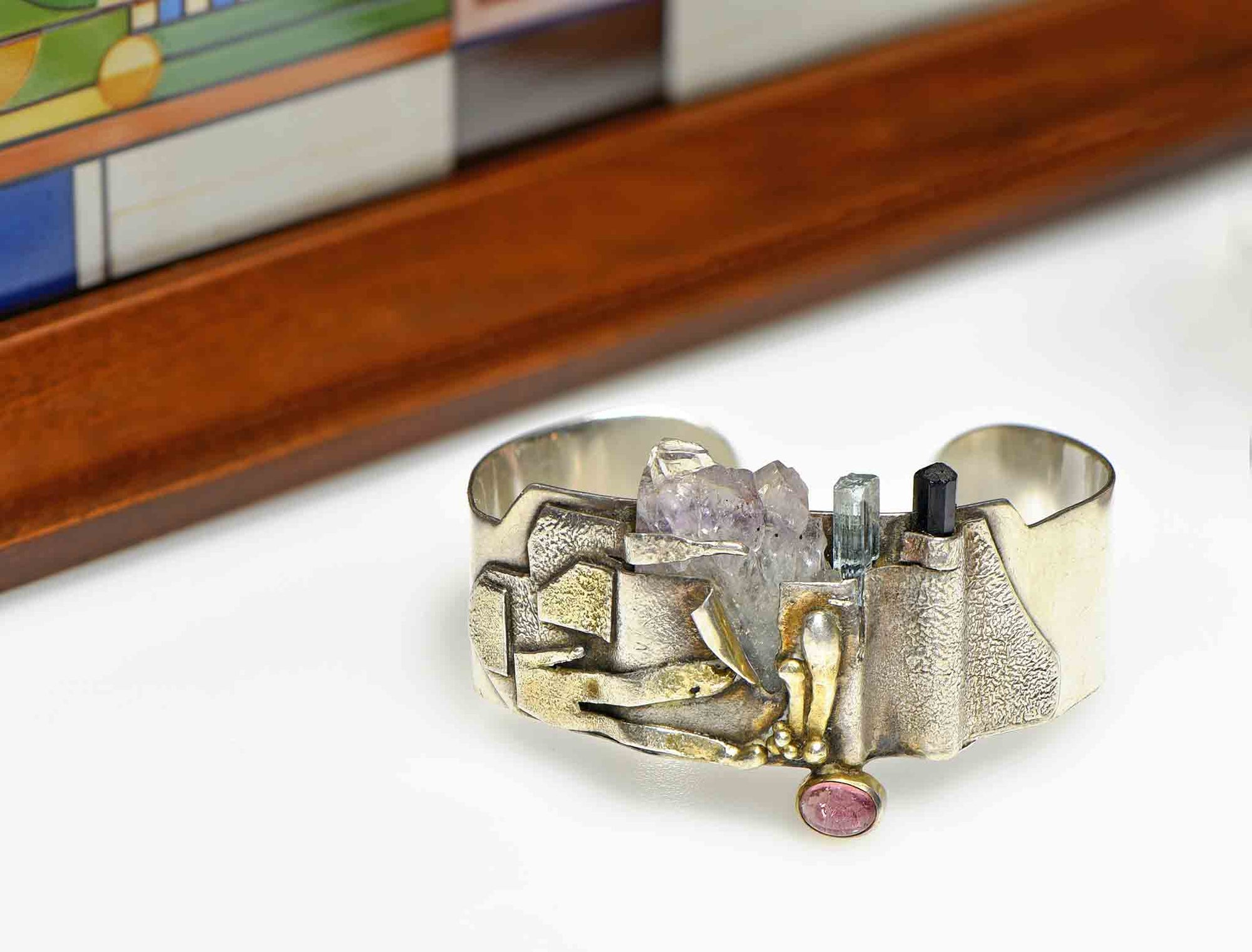 Gemstone Sterling Silver Artisan Cuff Bracelet