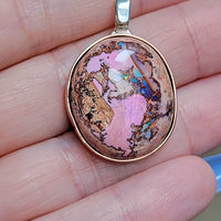Natural Cantera Mexican Pink Purple Opal Sterling Silver & Copper Pendant - AAA Grade Opal