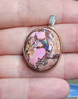 Natural Cantera Mexican Pink Purple Opal Sterling Silver & Copper Pendant - AAA Grade Opal