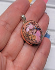 Natural Cantera Mexican Pink Purple Opal Sterling Silver & Copper Pendant - AAA Grade Opal