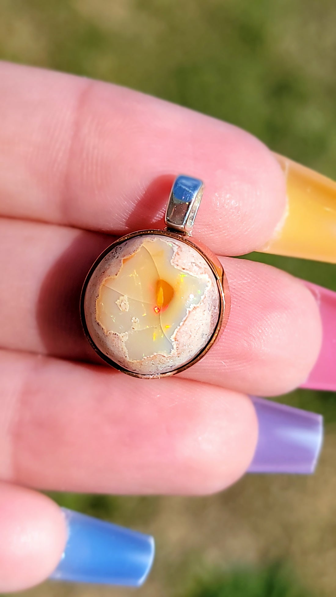 Natural Cantera Mexican Yellow Opal Sterling Silver Pendant - AA Grade Opal