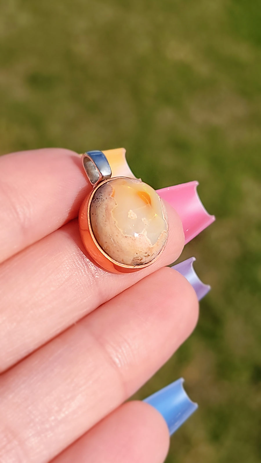Natural Cantera Mexican Yellow Opal Sterling Silver Pendant - AA Grade Opal