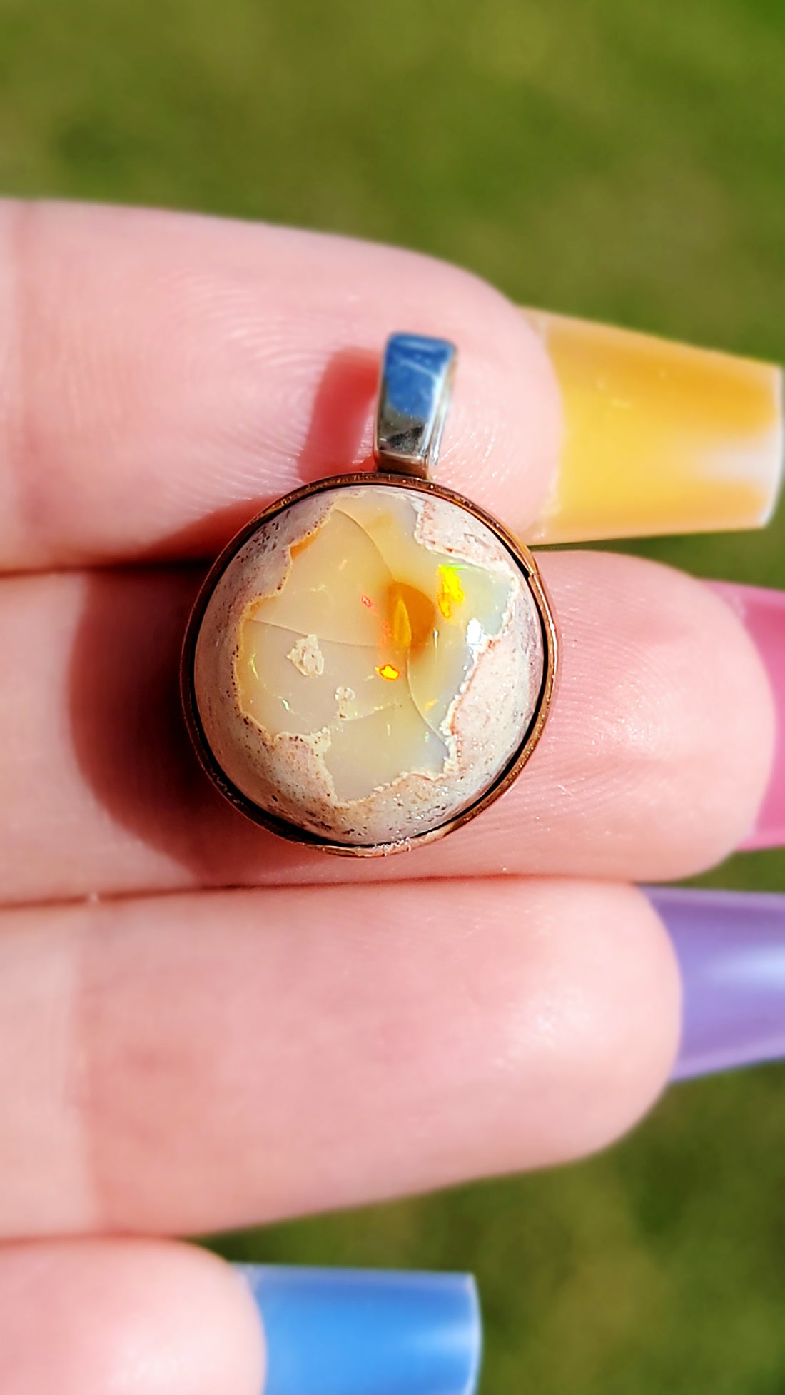 Natural Cantera Mexican Yellow Opal Sterling Silver Pendant - AA Grade Opal