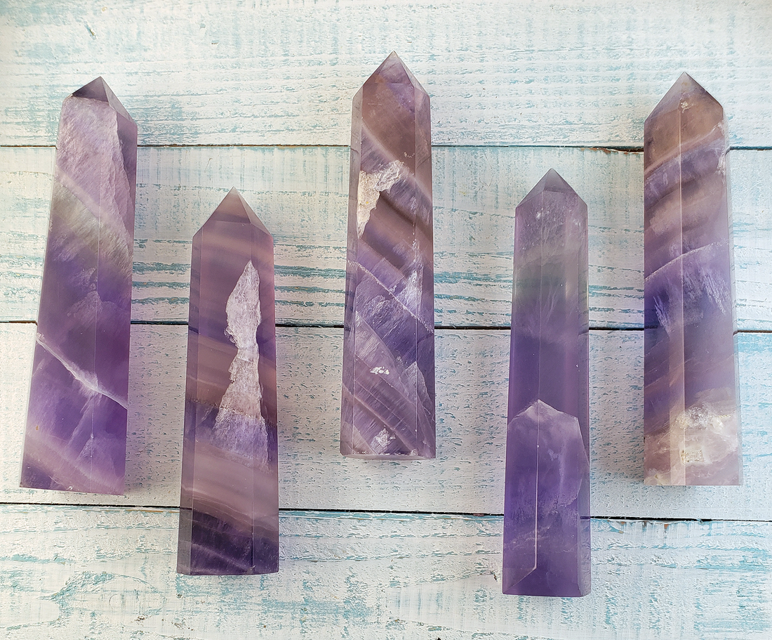 Dreamy Fluorite Natural Gemstone Point Tower - Large - Internal Fractures Common to Fluorite