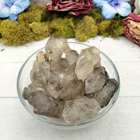 rough elestial quartz in bowl