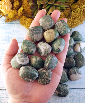 Emerald Fuchsite in Quartz Natural Tumbled Gemstone - Stone of Spiritual Healing - 0.75" - 1"