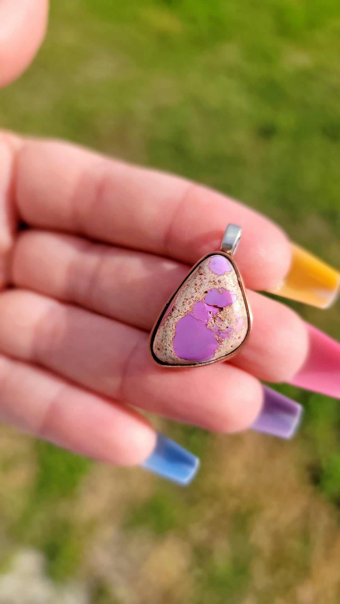 Natural Cantera Mexican Pink Purple Opal Sterling Silver & Copper Pendant - AAA Grade Opal