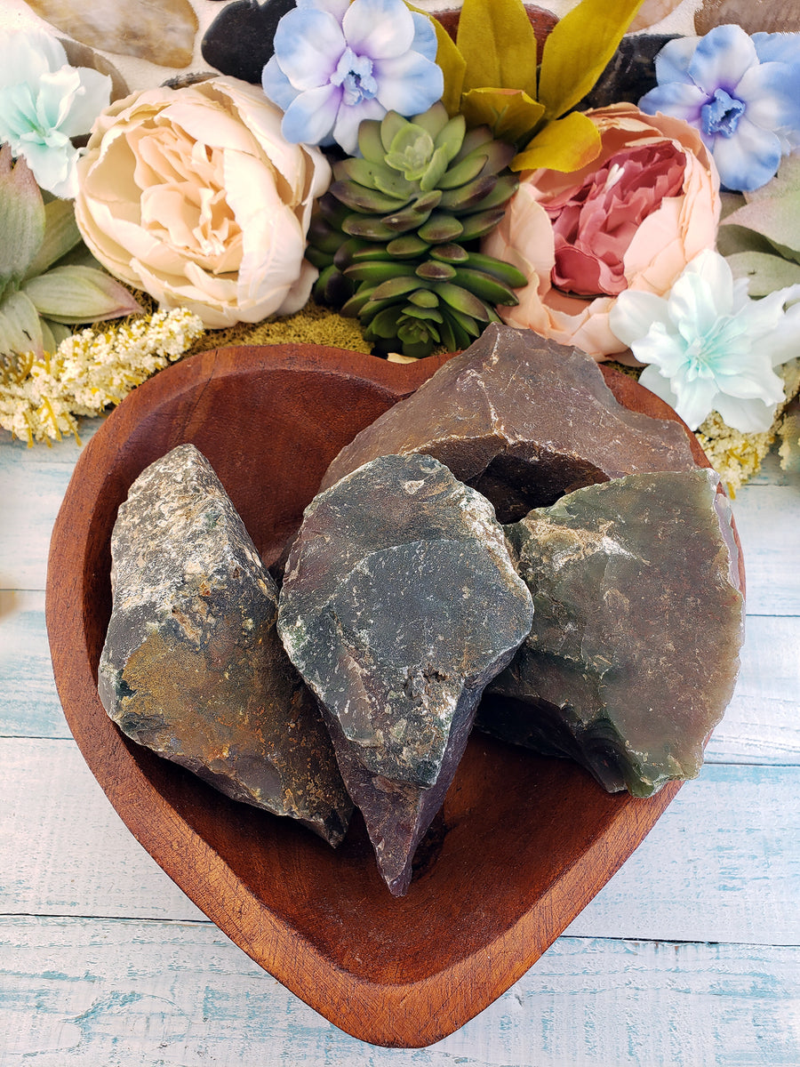large rough fancy jasper stones in bowl