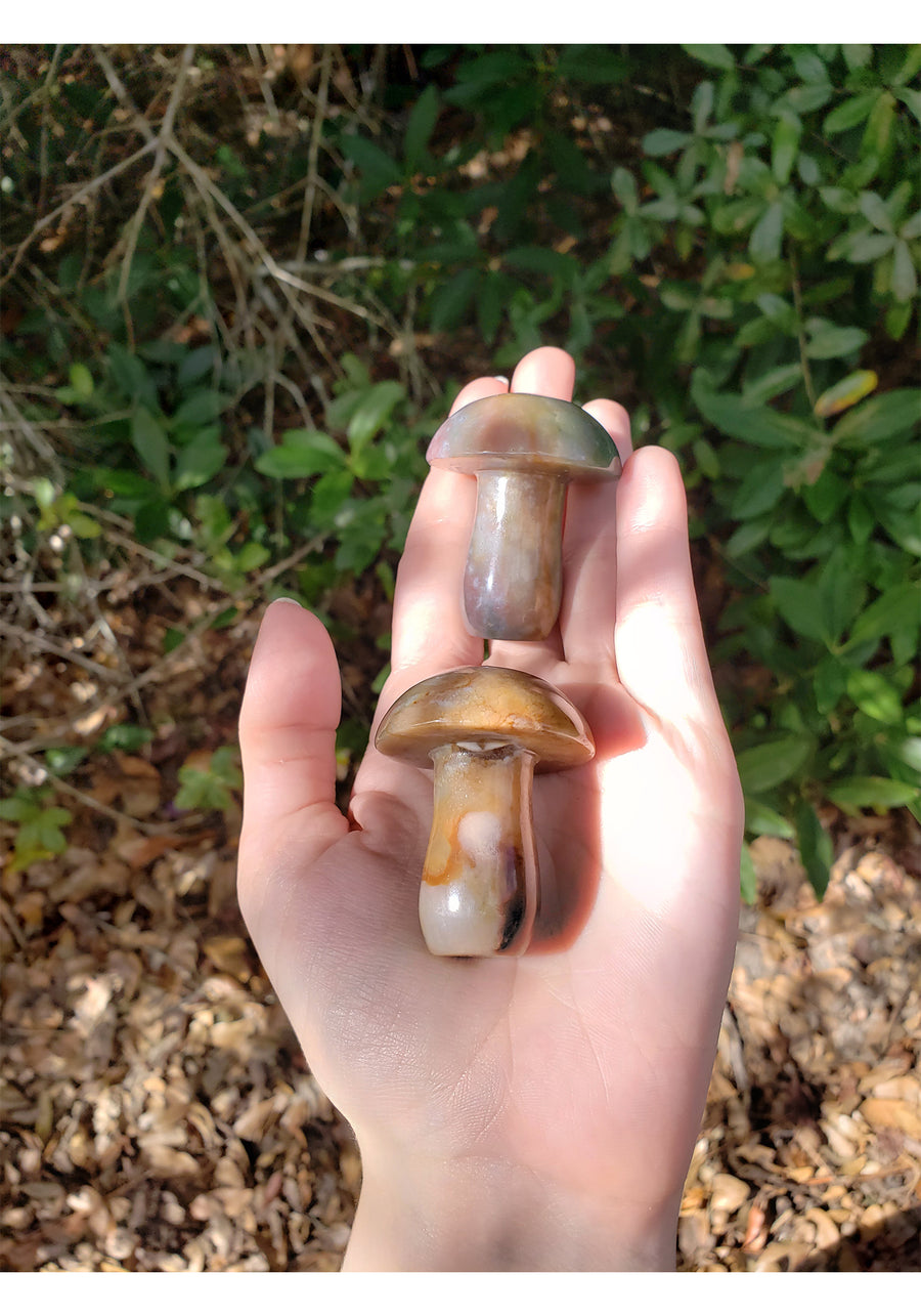 Fancy Jasper Polished Gemstone Toadstool Mushroom Carving