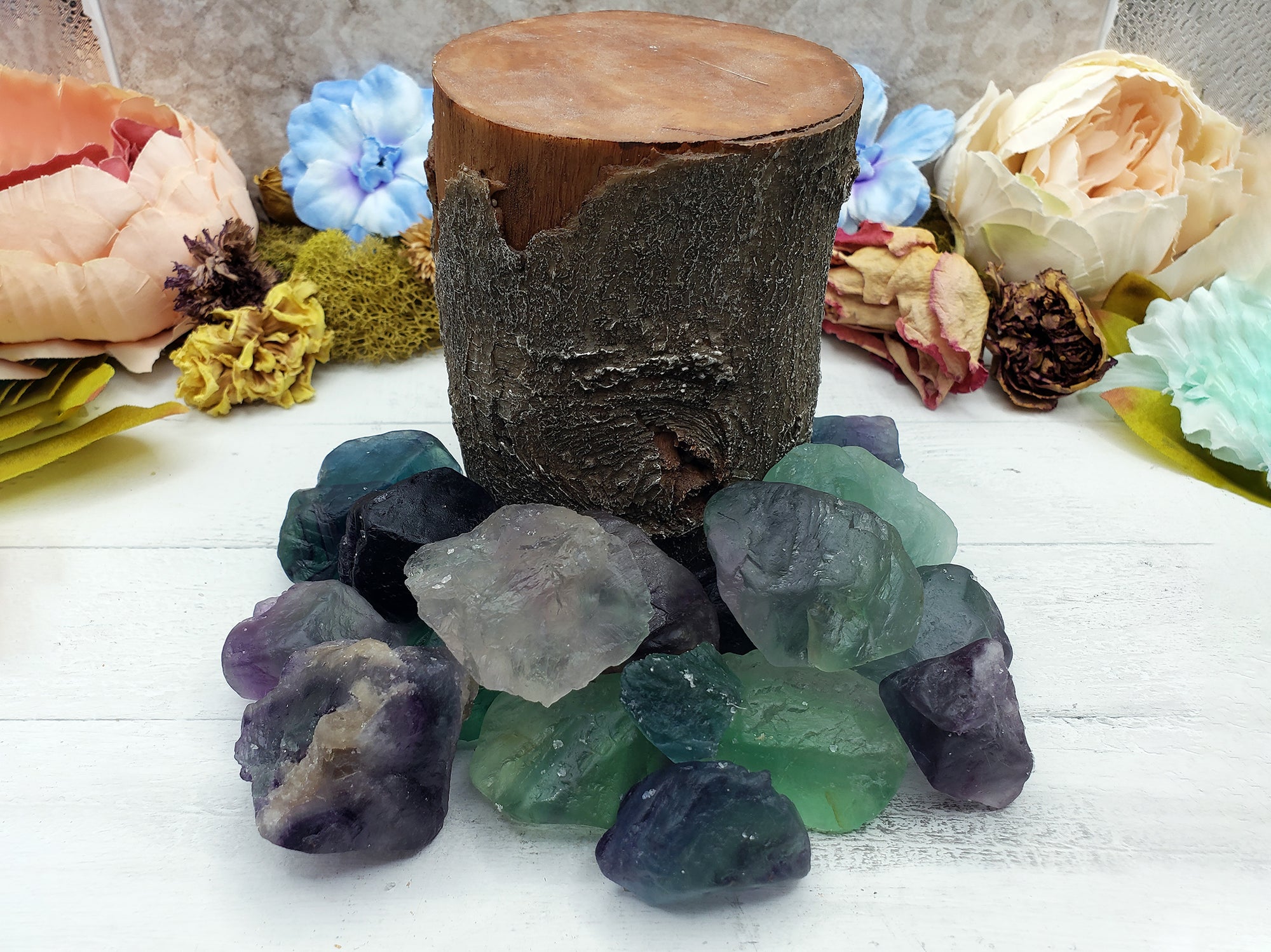 rough fluorite crystal chunks by prop log