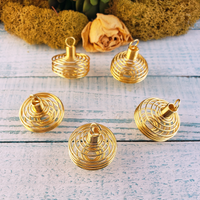 Gold-Colored Metal Spiral Cage Ornament Pendant - Perfect for Holding Gemstones or Orbs!