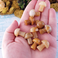 Gold Quartz Toadstool Mushroom Carving - Mini Shroom!