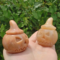Gold Quartz Gemstone Spooky Pumpkin Totem Jack-o-Lantern Carving - Coloration Difference