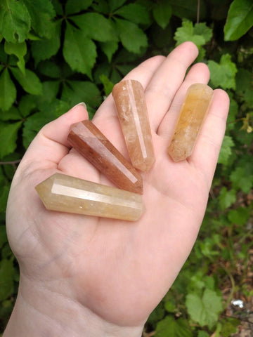Gold Quartz Crystal Gemstone Vogel Wand - Tool for Focusing Intent! - [ 1.75" - 2" ]