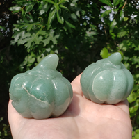 Green Aventurine Gemstone Happy Pumpkin Totem Jack-o-Lantern Carving - Natural Gemstone