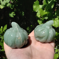 Green Aventurine Gemstone Happy Pumpkin Totem Jack-o-Lantern Carving - Friends