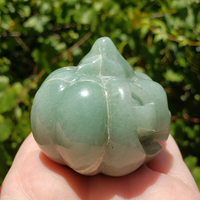 Green Aventurine Gemstone  Pumpkin Totem Jack-o-Lantern Carving