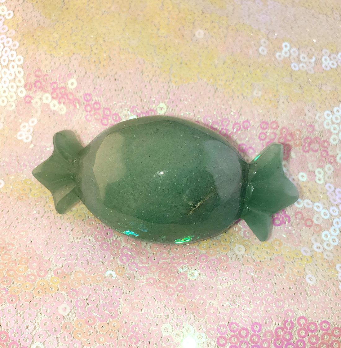 Green Aventurine Natural Gemstone Holiday Sweetie Candy Carving - Indoor Lighting