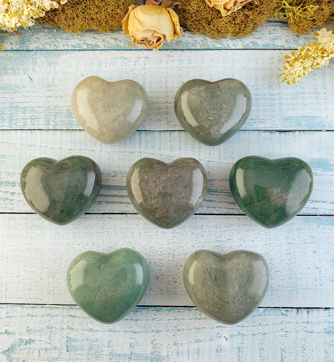 Green Aventurine Natural Gemstone Puffy Heart Carving