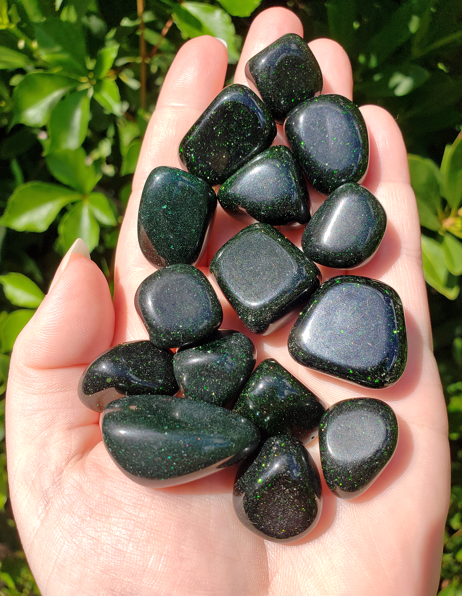 Green Goldstone Tumbled Gemstone - Stone of Emotional Balance - 0.4" - 0.8"