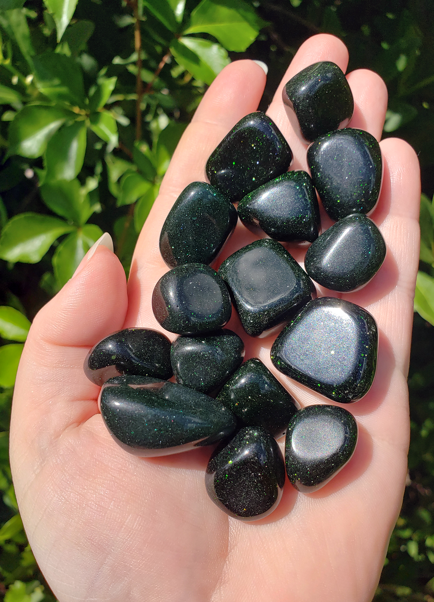 Green Goldstone Tumbled Gemstone - Stone of Emotional Balance