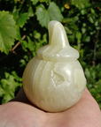 Green Marble Onyx Gemstone Spooky Pumpkin Jack-o-Lantern Carving