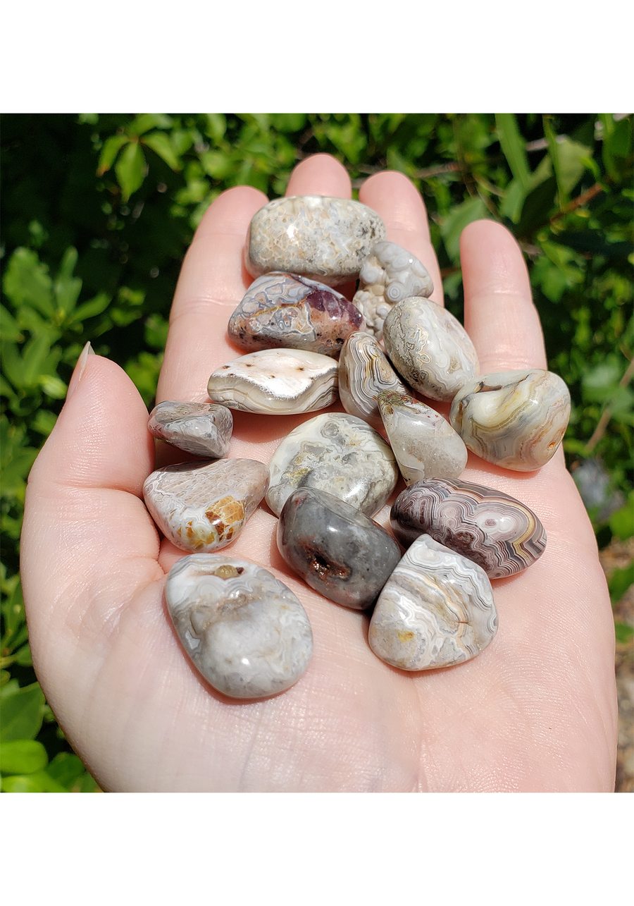 Grey Crazy Lace Agate Polished Tumbled Gemstone - Stone of Optimism - 0.5" -1.2"